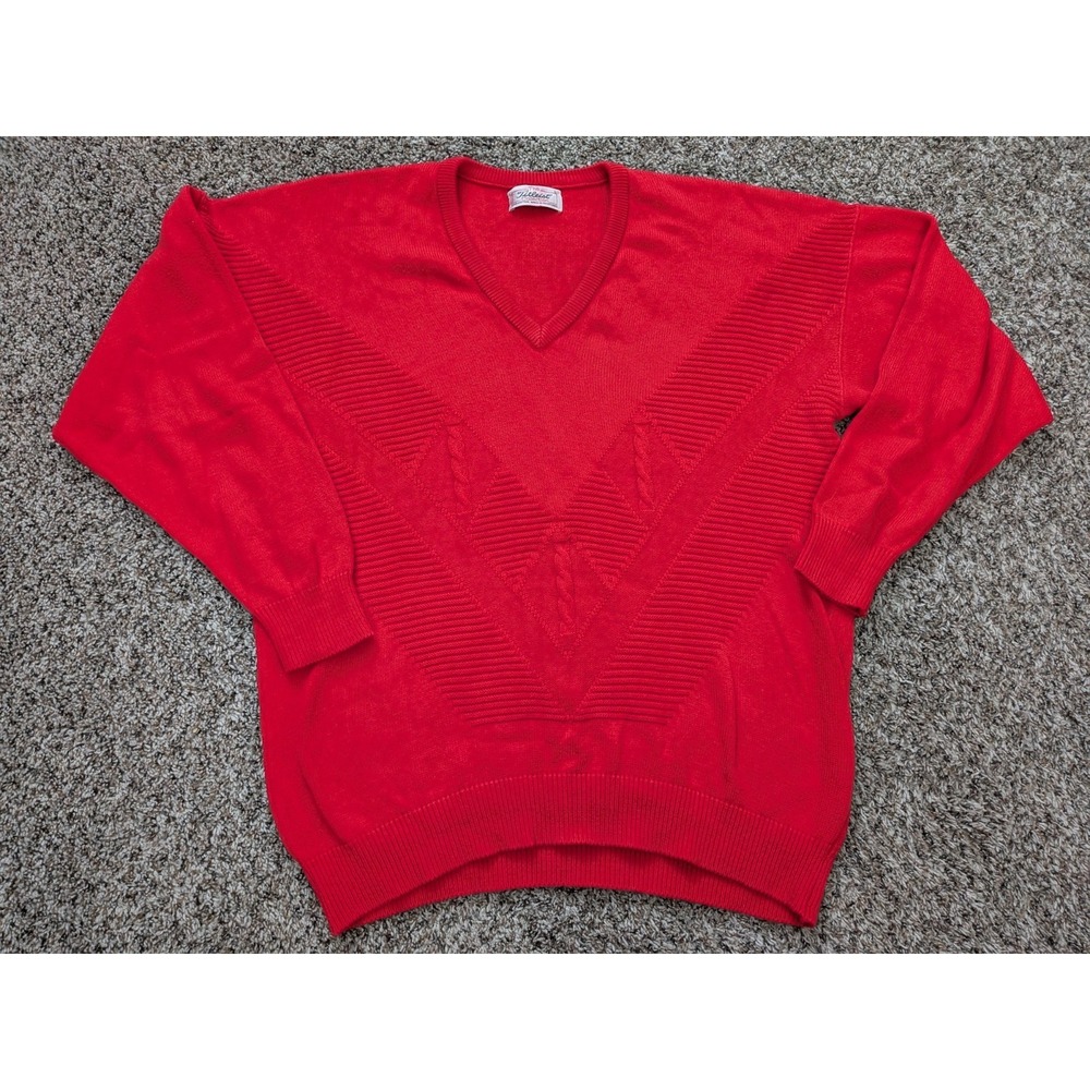 Vintage Titleist Collection Scotland Golf Knit Sweater Men's Large Red